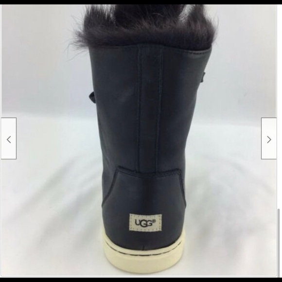 UGG Croft Black Calf Ankle Lace Up Fur Bootie 8.5 - Picture 5 of 8